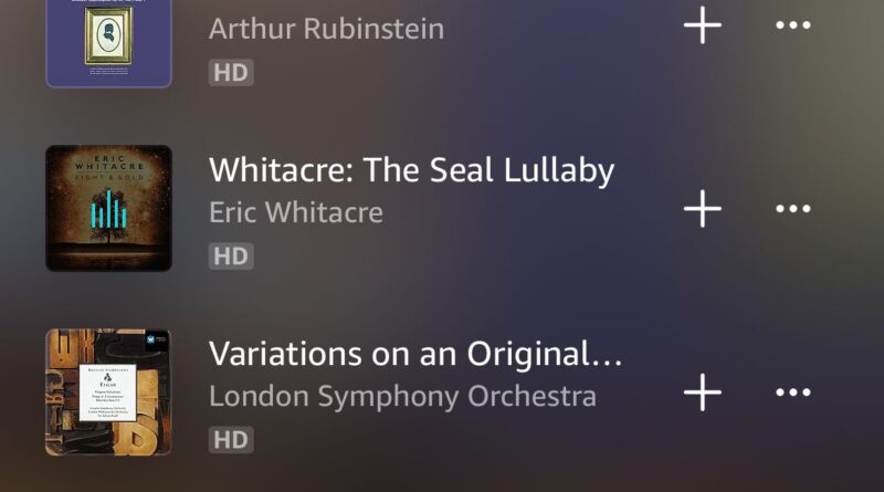 An Amazon music playlist featuring classical peace music.